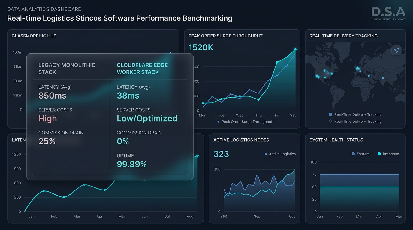Data analytics dashboard and performance benchmark comparison for on-demand logistics